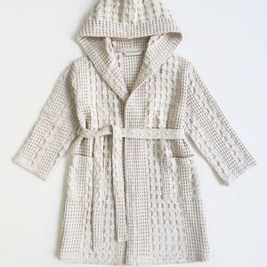 100% Organic Waffle Cotton Bathrobe Cream L/XL